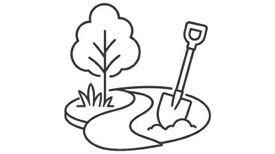 Flaticon f&uuml;r Gartenbau und Gartengestaltung mit Baum, Weg und Spaten