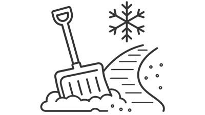 Flaticon f&uuml;r Winterdienst mit Schneeschaufel, Schneeflocke und ger&auml;umtem Weg